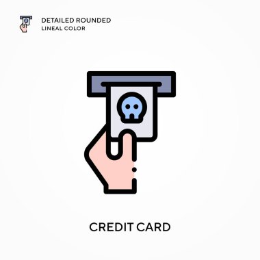 Kredi kartı yuvarlak çizgi rengini detaylandırdı. Modern vektör illüstrasyon kavramları. Düzenlemesi ve kişiselleştirmesi kolay.