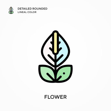 Çiçek detaylandırılmış yuvarlak çizgi rengi. Modern vektör illüstrasyon kavramları. Düzenlemesi ve kişiselleştirmesi kolay.