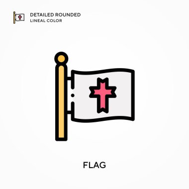 Bayrak ayrıntılı yuvarlak çizgisel renk. Modern vektör illüstrasyon kavramları. Düzenlemesi ve kişiselleştirmesi kolay.