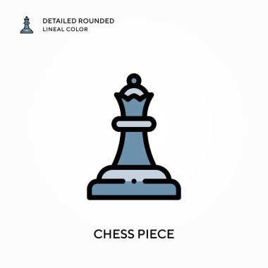 Satranç taşı ayrıntılı yuvarlak çizgisel renk. Modern vektör illüstrasyon kavramları. Düzenlemesi ve kişiselleştirmesi kolay.