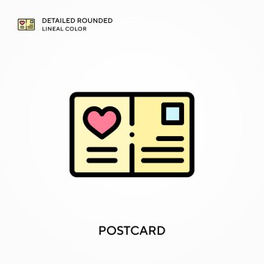 Kartpostal yuvarlak çizgi rengini detaylandırdı. Modern vektör illüstrasyon kavramları. Düzenlemesi ve kişiselleştirmesi kolay.