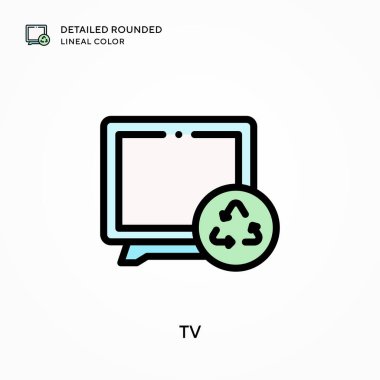 Tv ayrıntılı yuvarlak çizgisel renk. Modern vektör illüstrasyon kavramları. Düzenlemesi ve kişiselleştirmesi kolay.