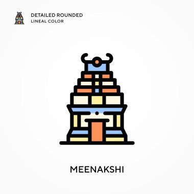 Meenakshi ayrıntılı yuvarlak çizgisel renk. Modern vektör illüstrasyon kavramları. Düzenlemesi ve kişiselleştirmesi kolay.