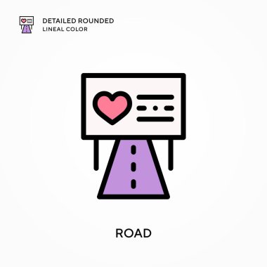 Yol detaylı yuvarlak çizgisel renk. Modern vektör illüstrasyon kavramları. Düzenlemesi ve kişiselleştirmesi kolay.