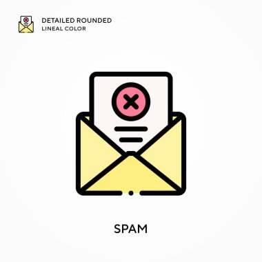 Spam ayrıntılı yuvarlak doğrusal renk. Modern vektör illüstrasyon kavramları. Düzenlemesi ve kişiselleştirmesi kolay.