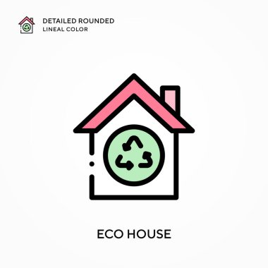 Eko evi yuvarlak çizgisel renkler içeriyor. Modern vektör illüstrasyon kavramları. Düzenlemesi ve kişiselleştirmesi kolay.