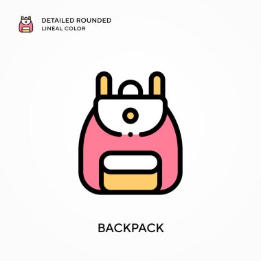 Sırt çantası ayrıntılı yuvarlak çizgisel renk. Modern vektör illüstrasyon kavramları. Düzenlemesi ve kişiselleştirmesi kolay.