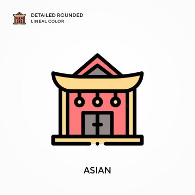 Asyalı detaylı yuvarlak çizgisel renk. Modern vektör illüstrasyon kavramları. Düzenlemesi ve kişiselleştirmesi kolay.