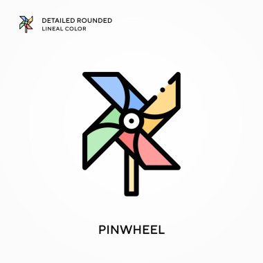 Fırıldak detaylı yuvarlak çizgisel renk. Modern vektör illüstrasyon kavramları. Düzenlemesi ve kişiselleştirmesi kolay.