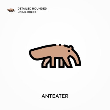 Karınca yiyen ayrıntılı yuvarlak çizgisel renk. Modern vektör illüstrasyon kavramları. Düzenlemesi ve kişiselleştirmesi kolay.