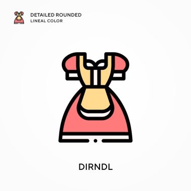 Dirndl yuvarlak çizgi rengini detaylandırdı. Modern vektör illüstrasyon kavramları. Düzenlemesi ve kişiselleştirmesi kolay.