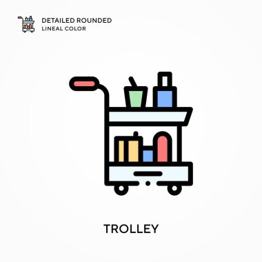 Tramvay yuvarlak çizgi rengini detaylandırdı. Modern vektör illüstrasyon kavramları. Düzenlemesi ve kişiselleştirmesi kolay.