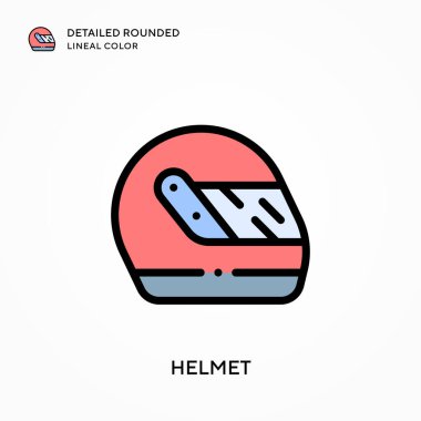 Miğfer ayrıntılı yuvarlak çizgisel renk. Modern vektör illüstrasyon kavramları. Düzenlemesi ve kişiselleştirmesi kolay.