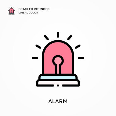 Alarm ayrıntılı yuvarlak çizgi rengi. Modern vektör illüstrasyon kavramları. Düzenlemesi ve kişiselleştirmesi kolay.