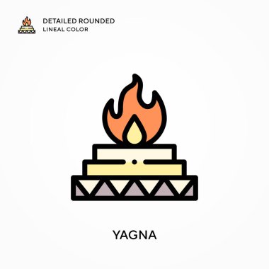 Yagna ayrıntılı yuvarlak çizgisel renk. Modern vektör illüstrasyon kavramları. Düzenlemesi ve kişiselleştirmesi kolay.