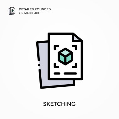 Ayrıntılı yuvarlak çizgi rengi çiziyorum. Modern vektör illüstrasyon kavramları. Düzenlemesi ve kişiselleştirmesi kolay.