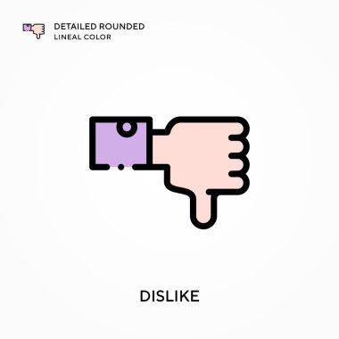 Ayrıntılı yuvarlak çizgisel renkten hoşlanmaz. Modern vektör illüstrasyon kavramları. Düzenlemesi ve kişiselleştirmesi kolay.