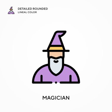 Sihirbaz yuvarlak çizgi rengini detaylandırdı. Modern vektör illüstrasyon kavramları. Düzenlemesi ve kişiselleştirmesi kolay.