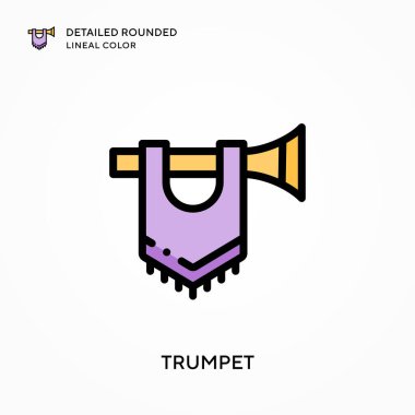 Trompet ayrıntılı yuvarlak çizgisel renk. Modern vektör illüstrasyon kavramları. Düzenlemesi ve kişiselleştirmesi kolay.