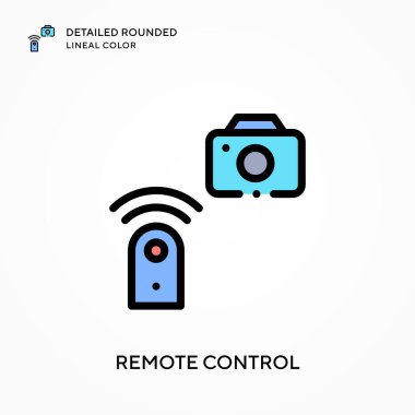 Uzaktan kumandalı ayrıntılı yuvarlak doğrusal renk. Modern vektör illüstrasyon kavramları. Düzenlemesi ve kişiselleştirmesi kolay.