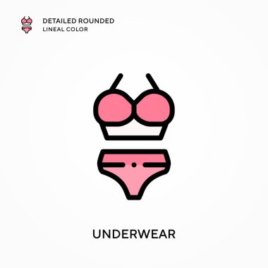 İç çamaşırı ayrıntılı yuvarlak çizgisel renk. Modern vektör illüstrasyon kavramları. Düzenlemesi ve kişiselleştirmesi kolay.