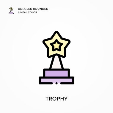 Kupa ayrıntılı yuvarlak lineal renk. Modern vektör illüstrasyon kavramları. Düzenlemesi ve kişiselleştirmesi kolay.