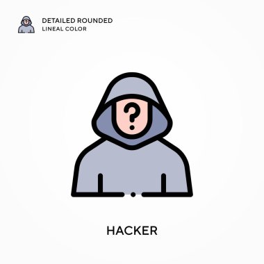 Hacker yuvarlak çizgi rengini detaylandırdı. Modern vektör illüstrasyon kavramları. Düzenlemesi ve kişiselleştirmesi kolay.