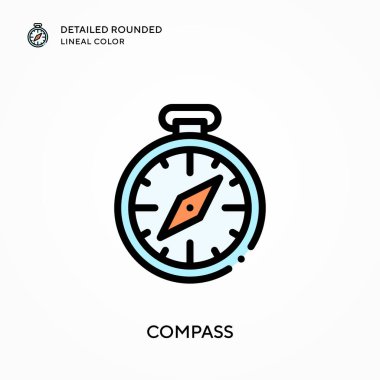 Pusula ayrıntılı yuvarlak çizgi rengi. Modern vektör illüstrasyon kavramları. Düzenlemesi ve kişiselleştirmesi kolay.