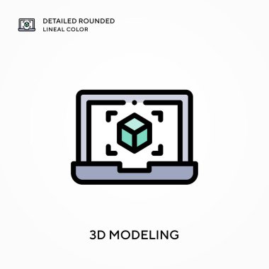 3D modelleme ayrıntılı yuvarlak çizgisel renk. Modern vektör illüstrasyon kavramları. Düzenlemesi ve kişiselleştirmesi kolay.