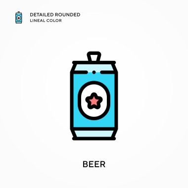 Bira detaylı yuvarlak çizgisel renk. Modern vektör illüstrasyon kavramları. Düzenlemesi ve kişiselleştirmesi kolay.