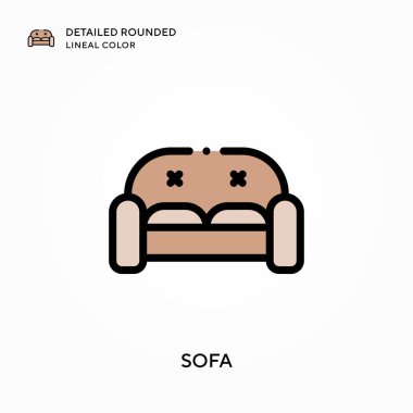 Koltuk ayrıntılı yuvarlak çizgisel renk. Modern vektör illüstrasyon kavramları. Düzenlemesi ve kişiselleştirmesi kolay.