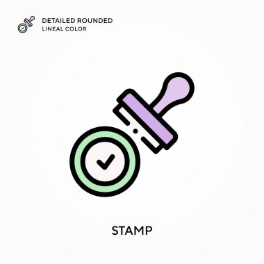 Pul detaylı yuvarlak çizgi rengi. Modern vektör illüstrasyon kavramları. Düzenlemesi ve kişiselleştirmesi kolay.