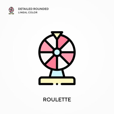 Rulet ayrıntılı yuvarlak çizgisel renk. Modern vektör illüstrasyon kavramları. Düzenlemesi ve kişiselleştirmesi kolay.