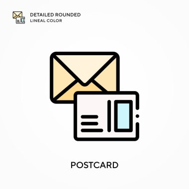 Kartpostal yuvarlak çizgi rengini detaylandırdı. Modern vektör illüstrasyon kavramları. Düzenlemesi ve kişiselleştirmesi kolay.