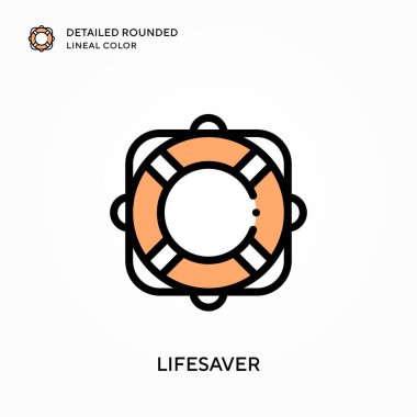 Lifesaver yuvarlak çizgi rengini detaylandırdı. Modern vektör illüstrasyon kavramları. Düzenlemesi ve kişiselleştirmesi kolay.