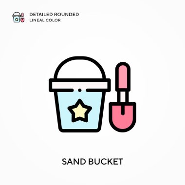 Kum kovası yuvarlak çizgi rengini detaylandırdı. Modern vektör illüstrasyon kavramları. Düzenlemesi ve kişiselleştirmesi kolay.