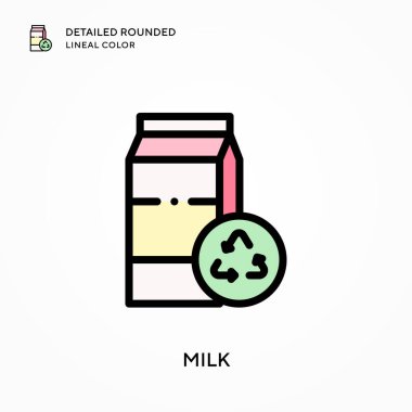 Süt detaylı yuvarlak çizgisel renk. Modern vektör illüstrasyon kavramları. Düzenlemesi ve kişiselleştirmesi kolay.