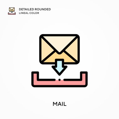 Posta detaylı yuvarlak çizgi rengi. Modern vektör illüstrasyon kavramları. Düzenlemesi ve kişiselleştirmesi kolay.