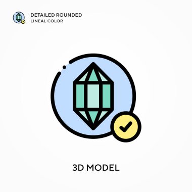 3D model ayrıntılı yuvarlak çizgisel renk. Modern vektör illüstrasyon kavramları. Düzenlemesi ve kişiselleştirmesi kolay.