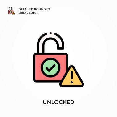 Kilitlenmemiş ayrıntılı yuvarlak çizgi rengi. Modern vektör illüstrasyon kavramları. Düzenlemesi ve kişiselleştirmesi kolay.