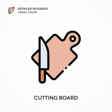 Kesme tahtası ayrıntılı yuvarlak çizgisel renk. Modern vektör illüstrasyon kavramları. Düzenlemesi ve kişiselleştirmesi kolay.