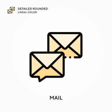 Posta detaylı yuvarlak çizgi rengi. Modern vektör illüstrasyon kavramları. Düzenlemesi ve kişiselleştirmesi kolay.