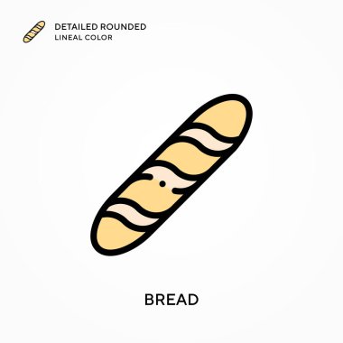 Ekmek detaylı yuvarlak çizgisel renk. Modern vektör illüstrasyon kavramları. Düzenlemesi ve kişiselleştirmesi kolay.