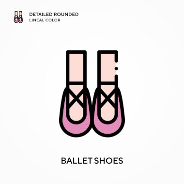 Bale ayakkabıları ayrıntılı yuvarlak çizgisel renk. Modern vektör illüstrasyon kavramları. Düzenlemesi ve kişiselleştirmesi kolay.
