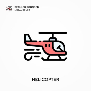 Helikopter yuvarlak çizgi rengini detaylandırdı. Modern vektör illüstrasyon kavramları. Düzenlemesi ve kişiselleştirmesi kolay.
