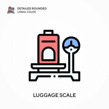Bagaj ölçeği ayrıntılı yuvarlak doğrusal renk. Modern vektör illüstrasyon kavramları. Düzenlemesi ve kişiselleştirmesi kolay.