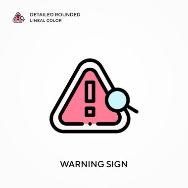 Uyarı işareti yuvarlak çizgi rengini detaylandırdı. Modern vektör illüstrasyon kavramları. Düzenlemesi ve kişiselleştirmesi kolay.