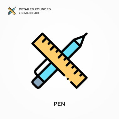 Kalem detaylı yuvarlak çizgi rengi. Modern vektör illüstrasyon kavramları. Düzenlemesi ve kişiselleştirmesi kolay.