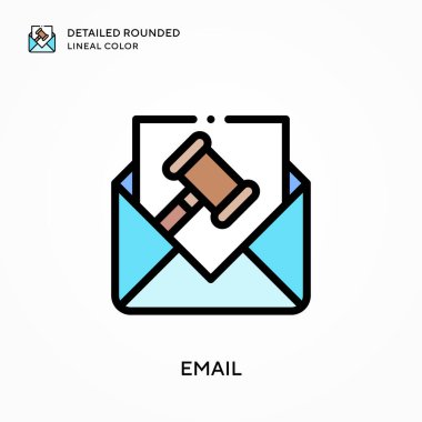 E- posta ayrıntılı yuvarlak doğrusal renk. Modern vektör illüstrasyon kavramları. Düzenlemesi ve kişiselleştirmesi kolay.