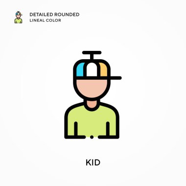 Çocuk yuvarlak çizgi rengini detaylandırmış. Modern vektör illüstrasyon kavramları. Düzenlemesi ve kişiselleştirmesi kolay.